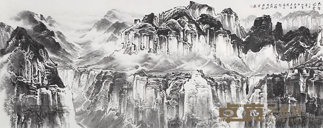 许钦松 太行风云，147X367cm，中国画，2015年