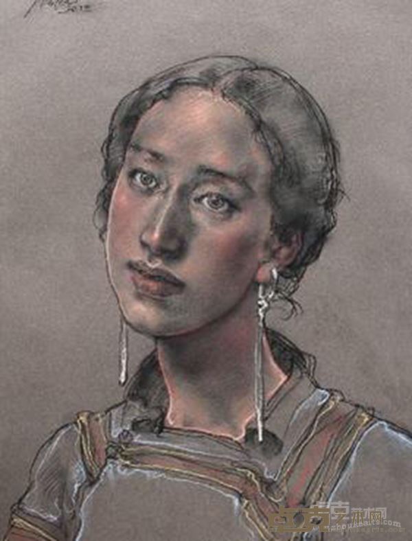 庞茂琨 《彝女》 47×40cm 色粉（锦瑟画廊） 2010年