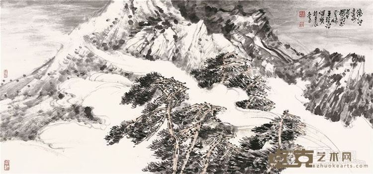 远山暮云45×98cm