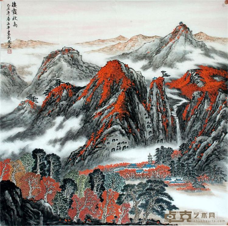 栖霞秋高图90X90cm