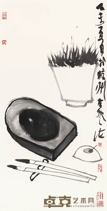 谢海  案头清风  水墨纸本  70cm×35cm  2015年