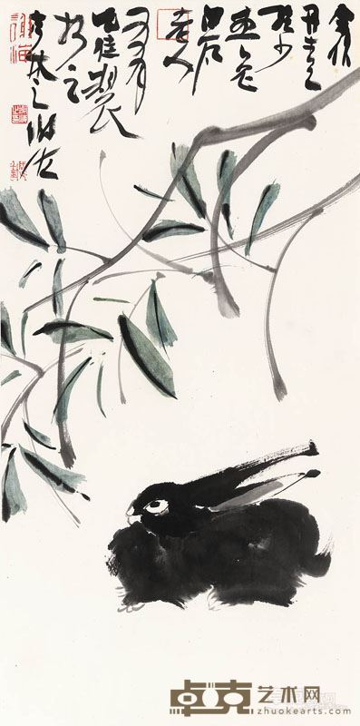 谢海  兔爷  彩墨纸本  70cm×35cm  2015年