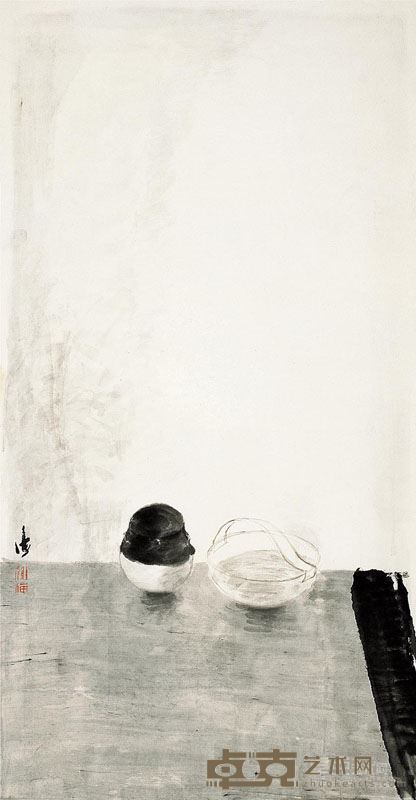 谢海 古董烟缸 水墨纸本 138cm×69cm 2012年