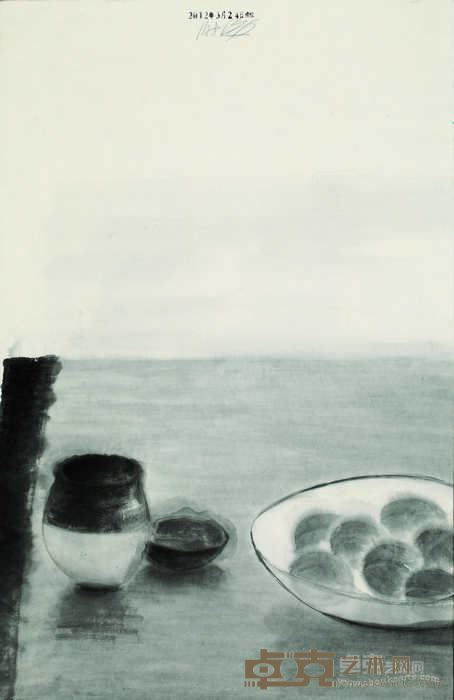 谢海 清明供养 墨笔纸本 68cm×45cm 2012年