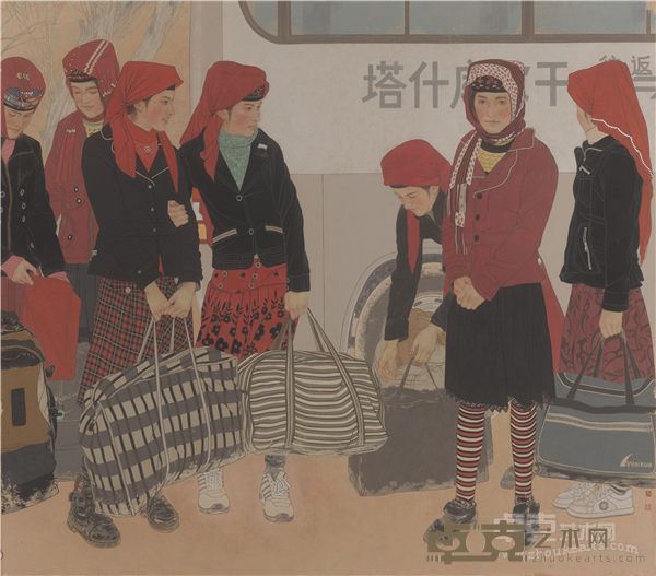 孙震生 《新学期》160＊180cm 2011年皮纸矿物色箔