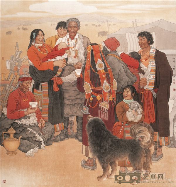 王天胜《扎西德勒》     纸本 232cmX222cm