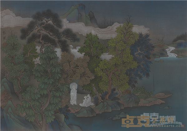 张能锐 《忉利天宫神通品》之二，绢本 36cm-66cm 2015