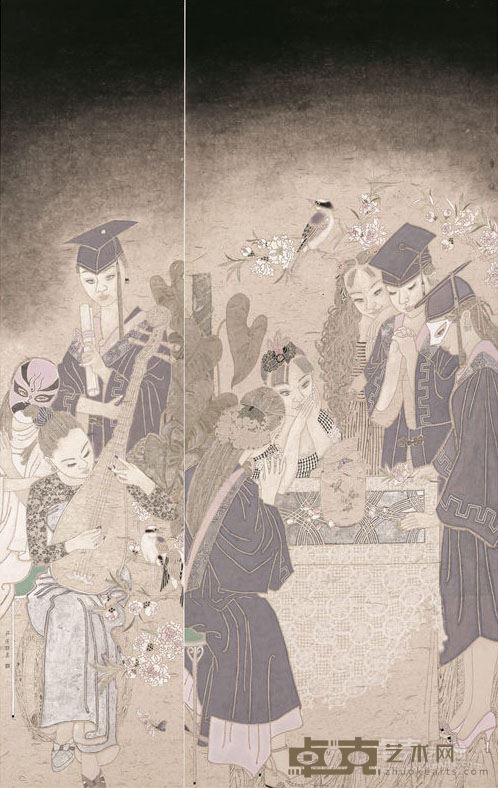 庄道静 《放飞梦想》纸本大工 180cm×122cm 2014年(获“十二届全国美术作品展览”中国美术奖。创作奖.优秀奖
