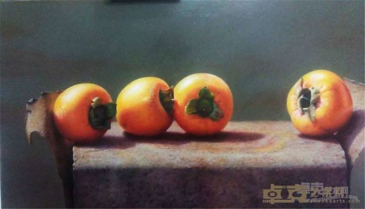 刘升  《柿柿如意》  36×60cm，布面油画