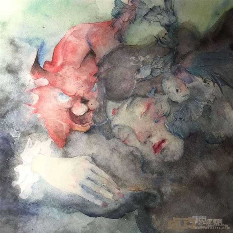 柴莎莎 《波》 50×50cm 纸本水彩 2016