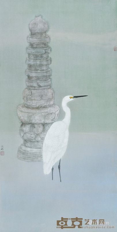 方政和 白鹭依经幢（一）138x68cm2015年