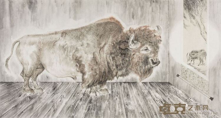 石荣强 《 时空对望》纸本水墨   180x97cm   2014