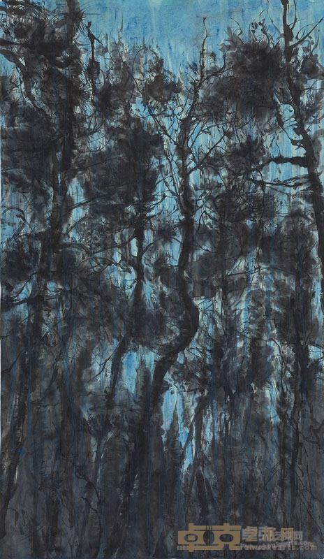 徐加存《生长的树系列（2）》纸本水墨 156x86cm 2015年