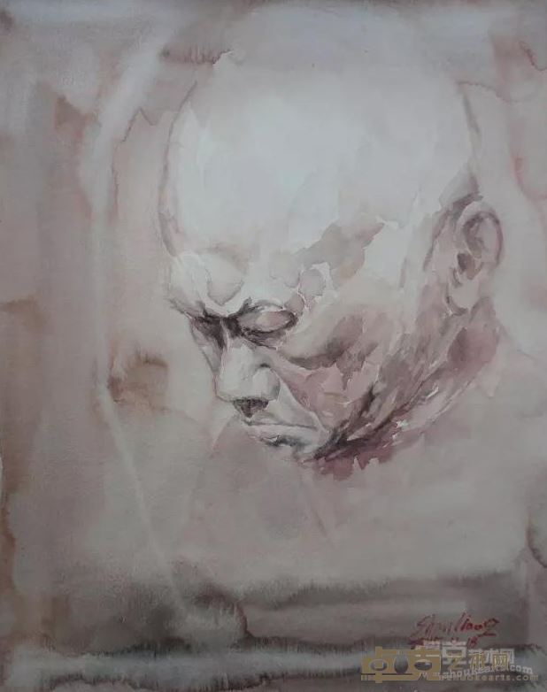 肖像5水彩 秦杰 38*42cm