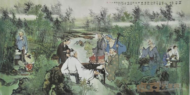 竹林七贤    规格：240cm×120cm   纸本  创作年代：2013年