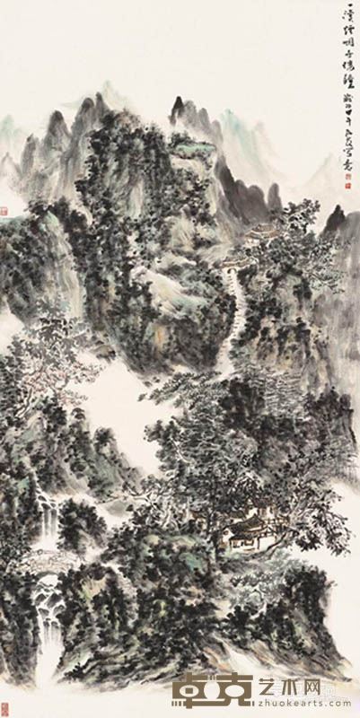 《一溪烟咽寺楼钟》 范瓦夏 137×68cm
