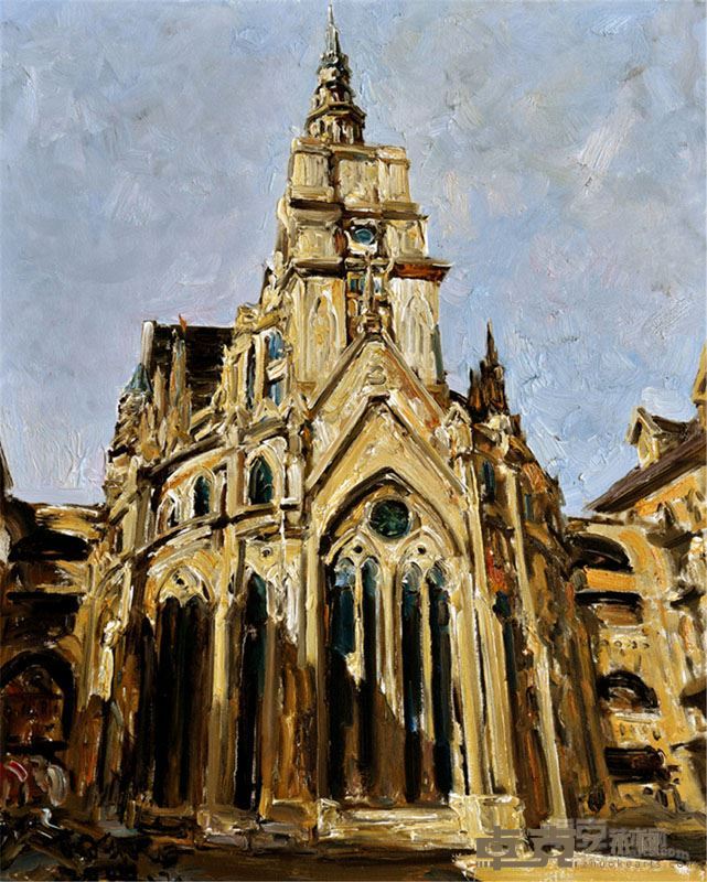 武汉光谷欧洲一条街教堂 油画 80×60cm 2016