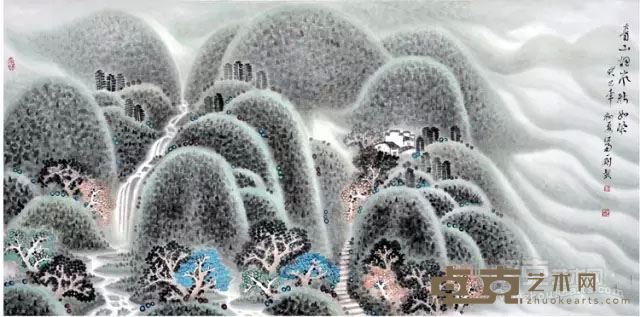 《青山烟岚新如染》 68X136cm
