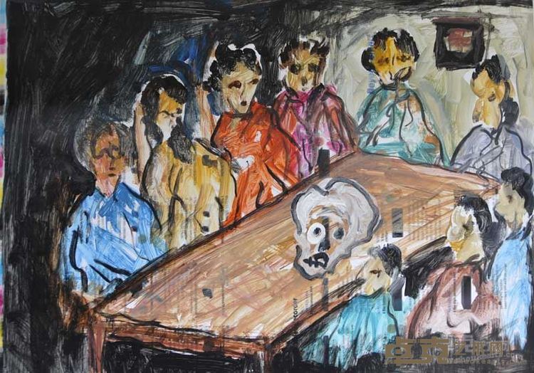 涂鸦(关于这头羊的处理） 纸本丙烯 40x55cm 2013