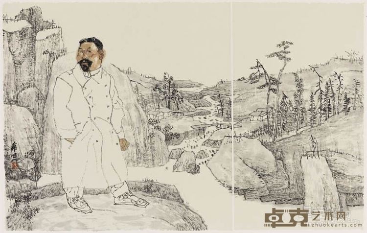 《百年肖像——黄兴》34cmX54cm  2016年作