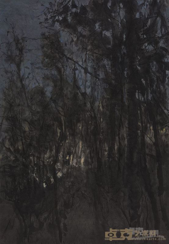 徐加存《生长的树系列（2）》纸本水墨 86×136cm 2015年