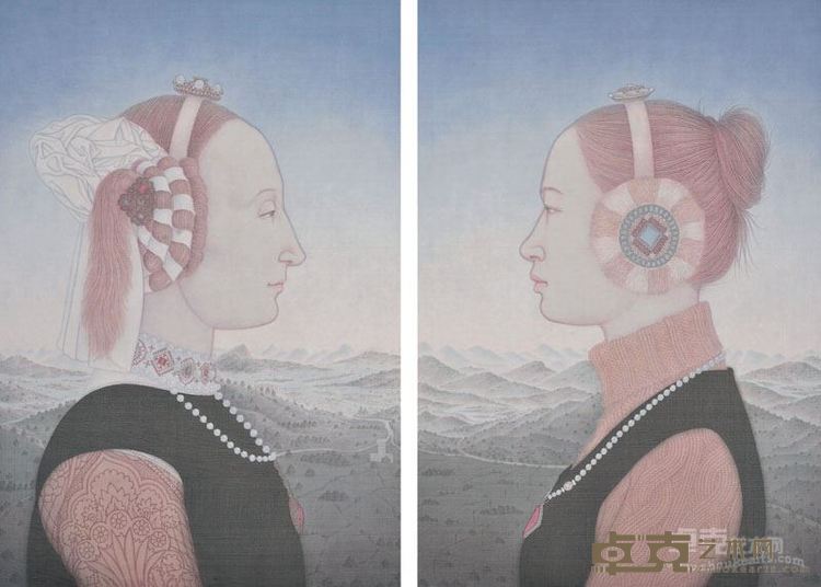 与Piero Della Francesca的对话NO.2   2015年 47×67cm  绢本淡彩