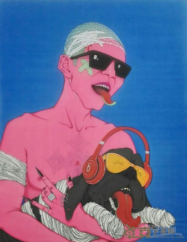 我的自由·嗨皮 绢本 59x64cm