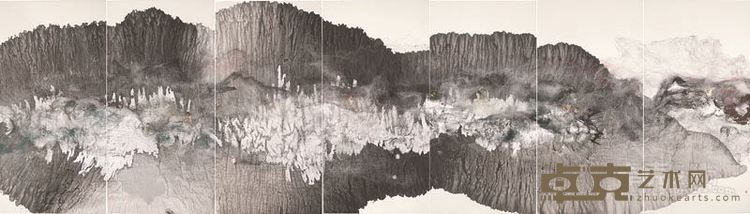 胡伟《黄山云雾》－136x490cm－综合材料－2015