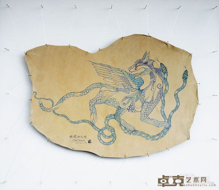 孙良《照耀那光明》－56X45cm－皮、油画颜色－2013